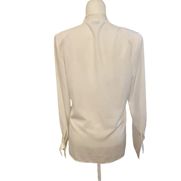 Tess Vintage White Embroidered Long Sleeve Blouse Size Small Button Down 1980s - Picture 4 of 6